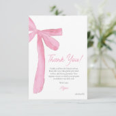 Carte De Remerciements Girly Pink Bow Hand drawn Coquette baby shower  (Debout devant)