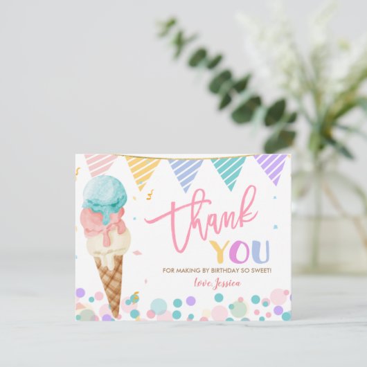 Carte De Remerciements Glace colorée (Debout devant)