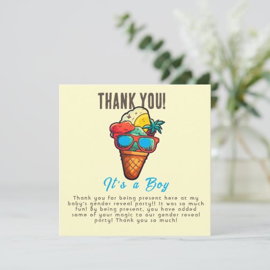 Carte De Remerciements Glace Cream Genre Revey Party C'est un garçon (Debout devant)