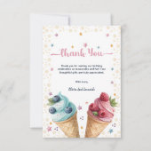 Carte De Remerciements Glace Cream Twins Garçon Et Fille Cool Anniversair (Devant)