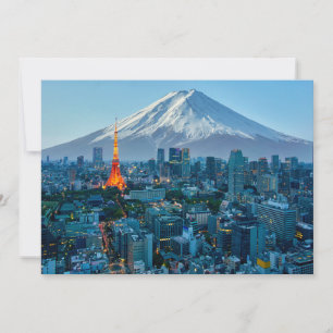 Carte De Remerciements Glace et neige   Mt. Fuji et Tokyo Skyline