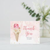Carte De Remerciements Glace rose blush Mariage Glitter or (Debout devant)