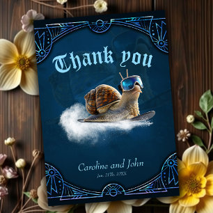 Carte De Remerciements Glacière que le reste, l'escargot de snowboard.