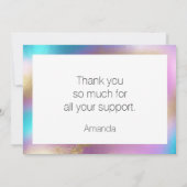 Carte De Remerciements Glam arc-en-ciel Iridescendant (Dos)