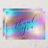 Carte De Remerciements Glam arc-en-ciel Iridescendant (Devant / Derrière)