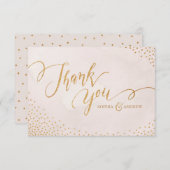 Carte De Remerciements Glam blush parties scintillant rose or calligraphi (Devant / Derrière)
