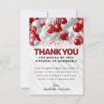 Carte De Remerciements Glam Burgundy Red Silver Balloon Parties scintilla<br><div class="desc">Glam Burgundy Rouge Argent Gris Balloon Parties scintillant Étincelle N'importe quelle carte d'anniversaire Merci d'âge</div>