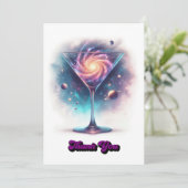 Carte De Remerciements Glam Chic Retro Martini Galaxy Glass Design (Debout devant)