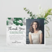 Carte De Remerciements Glam Emerald Green Balloon Parties scintillant pho (Debout devant)