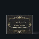 Carte De Remerciements Glam Gold Art Déco Vegas Bachelorette Week-end<br><div class="desc">Elégant Casino Art Déco 20's carte thème design. Il affiche un style Art déco vintage, un cadre en faux or hollywoodien des années 1920 avec de l'or Fleur-de-lis, sur un arrière - plan motif Art déco noir doré. Utilisez l'outil Personnaliser pour ajouter vos informations. Plus d'idées dans ma collection Casino...</div>