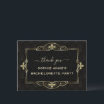 Carte De Remerciements Glam Gold Art Déco Vegas Bachelorette Week-end<br><div class="desc">Elégant Casino Art Déco 20's carte thème design. Il affiche un style Art déco vintage, un cadre en faux or hollywoodien des années 1920 avec de l'or Fleur-de-lis, sur un arrière - plan motif Art déco noir doré. Utilisez l'outil Personnaliser pour ajouter vos informations. Plus d'idées dans ma collection Casino...</div>