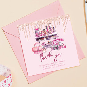 Carte De Remerciements Glam Makeup Girl Anniversaire