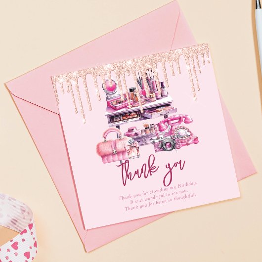 Carte De Remerciements Glam Makeup Girl Anniversaire