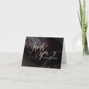 Carte De Remerciements Glam noir faux or parties scintillant calligraphie
