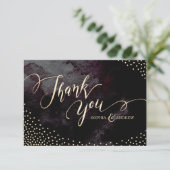 Carte De Remerciements Glam noir faux or parties scintillant calligraphie (Debout devant)