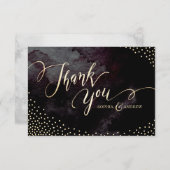 Carte De Remerciements Glam noir faux or parties scintillant calligraphie (Devant / Derrière)
