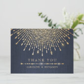 Carte De Remerciements Glam or parties scintillant marine déco mariage me (Debout devant)