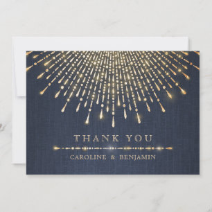 Carte De Remerciements Glam or parties scintillant marine déco mariage me