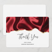 Carte De Remerciements Glam rouge foncé Satin foncé Design abstrait (Devant / Derrière)