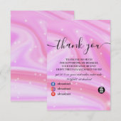 Carte De Remerciements Glam Sparkle rose holographique (Devant / Derrière)