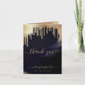 Carte De Remerciements Glamour Parties scintillant or goutte d'encre fonc (Devant)