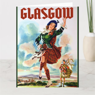 Carte De Remerciements Glasgow écossaise Danser avec Bagpiper