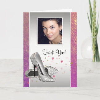 Carte De Remerciements Glitter HIgh Shoes Photo Thank You Cards