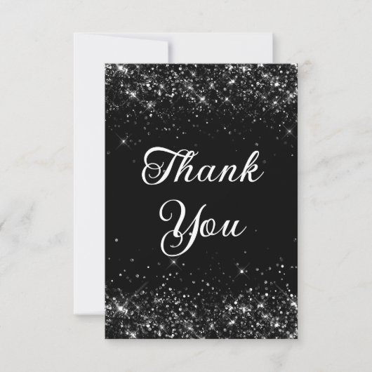 Carte De Remerciements Glittery Black 40e anniversaire (Devant)