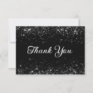 Carte De Remerciements Glittery Black 50e anniversaire