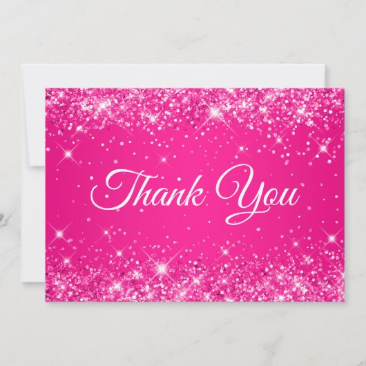 Carte De Remerciements Glittery Hot Pink 40e anniversaire (Devant)