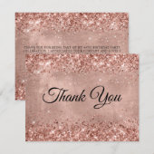 Carte De Remerciements Glittery Rose Gold 40th Birthday (Devant / Derrière)
