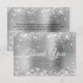 Carte De Remerciements Glittery Silver Foil 21e anniversaire (Devant / Derrière)
