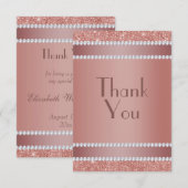 Carte De Remerciements Glitzy Rose Gold & Diamond Gem Birthday Party (Devant / Derrière)