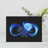 Carte De Remerciements Glowing infinity with blue rose (Debout devant)
