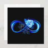 Carte De Remerciements Glowing infinity with blue rose (Devant / Derrière)