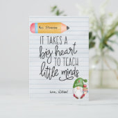 Carte De Remerciements Gnome de la reconnaissance des enseignants avec de (Debout devant)