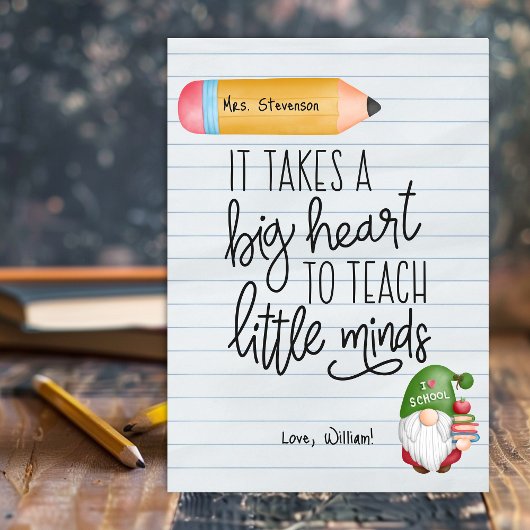 Carte De Remerciements Gnome de la reconnaissance des enseignants avec de