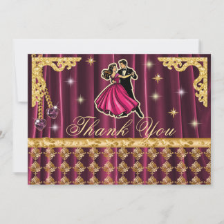 Carte De Remerciements Gold 70th Birthday Thank You with Dancers 