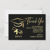 Carte De Remerciements Gold Black Modern Graduation Party (Devant)
