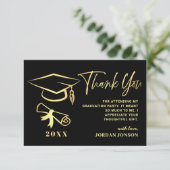 Carte De Remerciements Gold Black Modern Graduation Party (Debout devant)