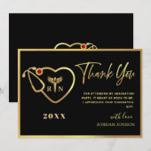 Carte De Remerciements Gold Black Modernisation de l'école de soins infir (Devant / Derrière)