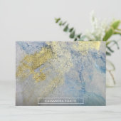 Carte De Remerciements Gold Blue Marbre Vert Ink d'alcool Art Abstrait (Debout devant)