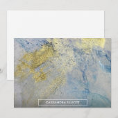 Carte De Remerciements Gold Blue Marbre Vert Ink d'alcool Art Abstrait (Devant / Derrière)