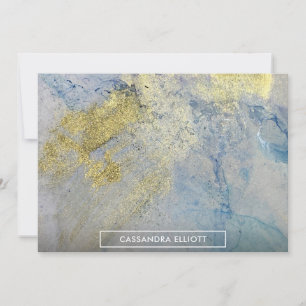 Carte De Remerciements Gold Blue Marbre Vert Ink d'alcool Art Abstrait