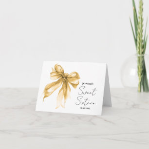 Carte De Remerciements Gold Bow Coquette Script Sweet 16 Remerciement