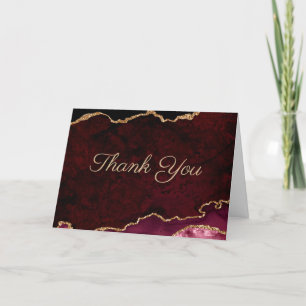 Carte De Remerciements Gold Burgundy Agate Mariage