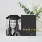 Carte De Remerciements Gold Calligraphy Moderne de la photo (Debout devant)