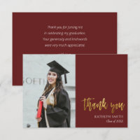 Gold Calligraphy Red Modern Photo Graduation