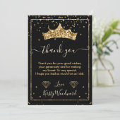 Carte De Remerciements Gold Diamond Confetti Tiara Sweet 16 (Debout devant)