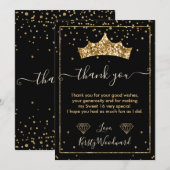 Carte De Remerciements Gold Diamond Confetti Tiara Sweet 16 (Devant / Derrière)